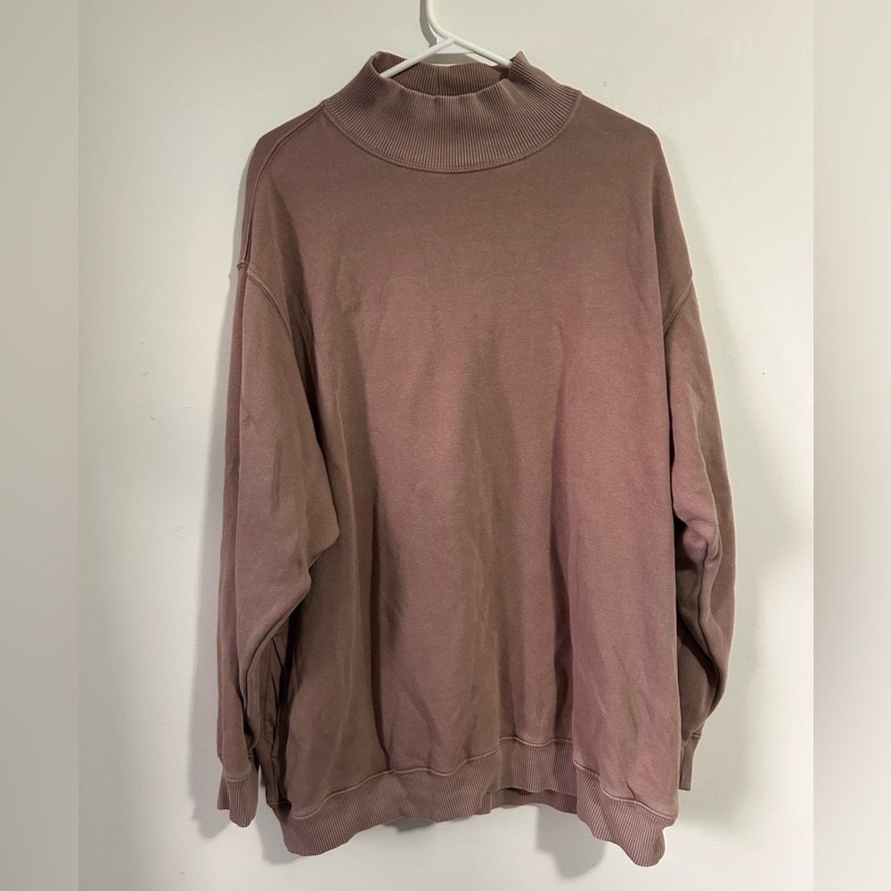 aerie mauve dusty rose ribbed turtleneck sweater